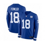 Youth New York Giants #18 Bennie Fowler Limited Royal Blue Therma Long Sleeve Football Jersey