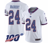 Youth New York Giants #24 James Bradberry White Stitched Limited Rush 100th Season Jersey