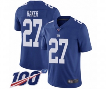 Youth New York Giants #27 Deandre Baker Royal Blue Team Color Vapor Untouchable Limited Player 100th Season Football Jersey