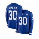 Youth New York Giants #30 Antonio Hamilton Limited Royal Blue Therma Long Sleeve Football Jersey