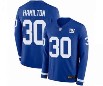 Youth New York Giants #30 Antonio Hamilton Limited Royal Blue Therma Long Sleeve Football Jersey