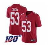 Youth New York Giants #53 Harry Carson Red Limited Red Inverted Legend 100th Season Football Jersey