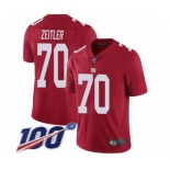 Youth New York Giants #70 Kevin Zeitler Red Limited Red Inverted Legend 100th Season Football Jersey