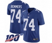 Youth New York Giants #74 Mike Remmers Royal Blue Team Color Vapor Untouchable Limited Player 100th Season Football Jersey