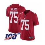 Youth New York Giants #75 Jon Halapio Red Limited Red Inverted Legend 100th Season Football Jersey