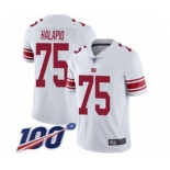 Youth New York Giants #75 Jon Halapio White Vapor Untouchable Limited Player 100th Season Football Jersey