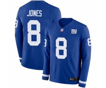 Youth New York Giants #8 Daniel Jones Limited Royal Blue Therma Long Sleeve Football Jersey