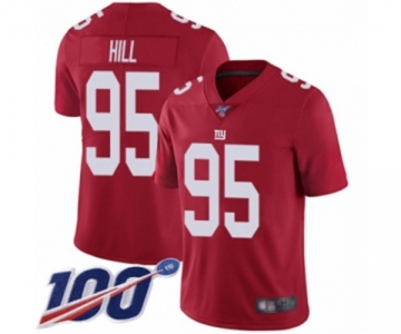 Youth New York Giants #95 B.J. Hill Red Limited Red Inverted Legend 100th Season Football Jersey