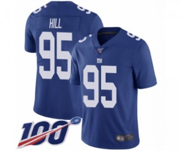 Youth New York Giants #95 B.J. Hill Royal Blue Team Color Vapor Untouchable Limited Player 100th Season Football Jersey