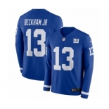 Youth Nike New York Giants #13 Odell Beckham Jr Limited Royal Blue Therma Long Sleeve NFL Jersey