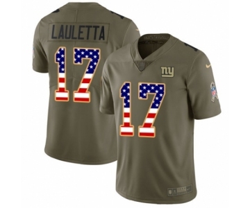 Youth Nike New York Giants #17 Kyle Lauletta Limited Olive USA Flag 2017 Salute to Service NFL Jersey