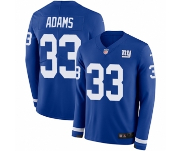 Youth Nike New York Giants #33 Andrew Adams Limited Royal Blue Therma Long Sleeve NFL Jersey