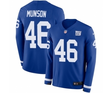 Youth Nike New York Giants #46 Calvin Munson Limited Royal Blue Therma Long Sleeve NFL Jersey