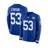 Youth Nike New York Giants #53 Harry Carson Limited Royal Blue Therma Long Sleeve NFL Jersey