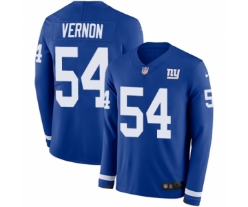 Youth Nike New York Giants #54 Olivier Vernon Limited Royal Blue Therma Long Sleeve NFL Jersey