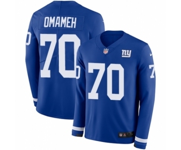 Youth Nike New York Giants #70 Patrick Omameh Limited Royal Blue Therma Long Sleeve NFL Jersey