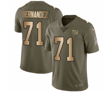 Youth Nike New York Giants #71 Will Hernandez Limited Olive Gold 2017 Salute to Service NFL Jersey