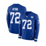 Youth Nike New York Giants #72 Kerry Wynn Limited Royal Blue Therma Long Sleeve NFL Jersey