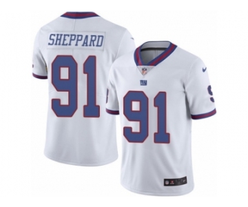 Youth Nike New York Giants #91 Kelvin Sheppard Limited White Rush NFL Jersey