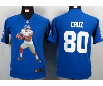 nike youth nfl jerseys new york giants #80 cruz blue[portrait fashion]