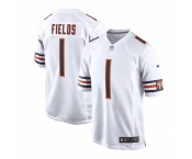 Men's Nike Chicago Bears #1 Justin Fields Game White 2021 New NFL Jersey