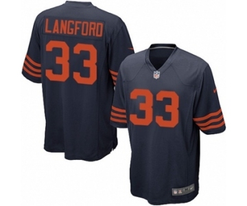 Men's Nike Chicago Bears #33 Jeremy Langford Game Navy Blue Throwback Alternate NFL Jersey