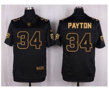 Nike Chicago Bears #34 Walter Payton Black Pro Line Gold Collection Jersey[Elite]