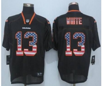 nike nfl jerseys chicago bears #13 white black[Elite USA flag fashion][white]