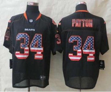 nike nfl jerseys chicago bears #34 payton black[Elite USA flag fashion]