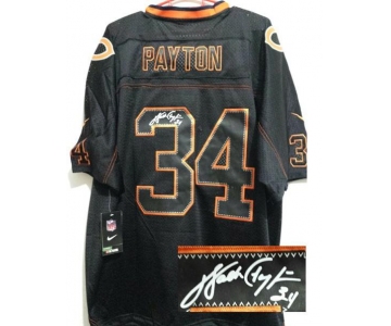 nike nfl jerseys chicago bears #34 payton black[Elite lights out signature]