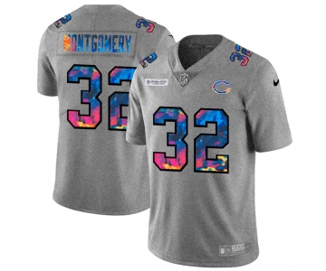 Chicago Bears #32 David Montgomery Men's Nike Multi-Color 2020 NFL Crucial Catch NFL Jersey Greyheather