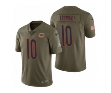 Men Nike Chicago Bears #10 Mitchell Trubisky Olive 2017 Salute to Service Limited Jersey