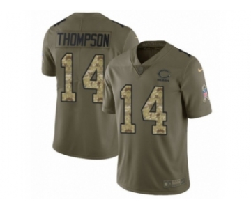 Men Nike Chicago Bears #14 Deonte Thompson Limited Olive Camo Salute to Service NFL Jersey