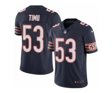 Men Nike Chicago Bears #53 John Timu Navy Blue Team Color Vapor Untouchable Limited Player NFL Jersey