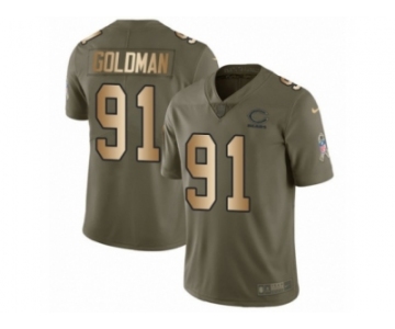 Men Nike Chicago Bears #91 Eddie Goldman Limited Olive Gold Salute to Service NFL Jersey