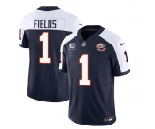 Men's Chicago Bears #1 Justin Fields Navy White 2023 F.U.S.E. With 1-star C PatchThrowback Limited Football Stitched Game Jersey