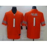 Men's Chicago Bears #1 Justin Fields Nike Orange 2021 NFL Draft First Round Pick Alternate Limited Jersey