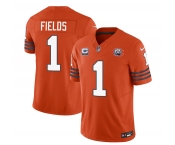 Men's Chicago Bears #1 Justin Fields Orange 2023 F.U.S.E. With 1-star C Patch Throwback Limited Football Stitched Game Jersey