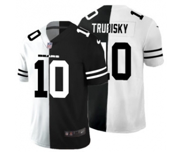 Men's Chicago Bears #10 Mitchell Trubisky Black V White Peace Split Vapor Untouchable Limited Football Jersey