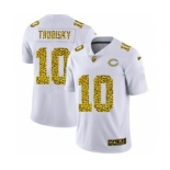 Men's Chicago Bears #10 Mitchell Trubisky Flocked Leopard Print Vapor Limited Football Jersey White