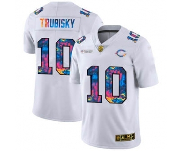 Men's Chicago Bears #10 Mitchell Trubisky White Multi-Color 2020 Football Crucial Catch Limited Football Jersey