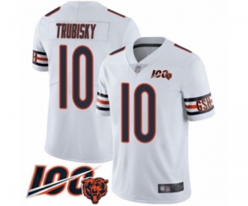 Men's Chicago Bears #10 Mitchell Trubisky White Vapor Untouchable Limited Player 100th Season Football Jersey