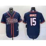 Men's Chicago Bears #15 Rome Odunze Navy BlueWith Patch Cool Base Stitched Baseball Jersey