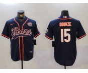 Men's Chicago Bears #15 Rome Odunze Navy Throwback With Patch Cool Base Stitched Baseball Jersey