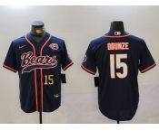 Men's Chicago Bears #15 Rome Odunze Navy Throwback With Patch Cool Base Stitched Baseball Jerseys