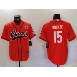 Men's Chicago Bears #15 Rome Odunze Orange Throwback With Patch Cool Base Stitched Baseball Jersey