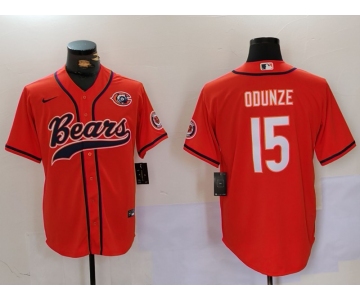 Men's Chicago Bears #15 Rome Odunze Orange Throwback With Patch Cool Base Stitched Baseball Jersey