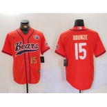 Men's Chicago Bears #15 Rome Odunze Orange Throwback With Patch Cool Base Stitched Baseball Jerseys