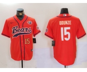 Men's Chicago Bears #15 Rome Odunze Orange Throwback With Patch Cool Base Stitched Baseball Jerseys