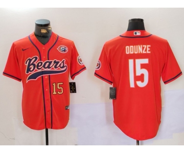 Men's Chicago Bears #15 Rome Odunze Orange Throwback With Patch Cool Base Stitched Baseball Jerseys